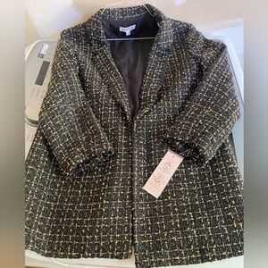 NWT!! Nanette Black and Cream Tweed Blazer Jacket
